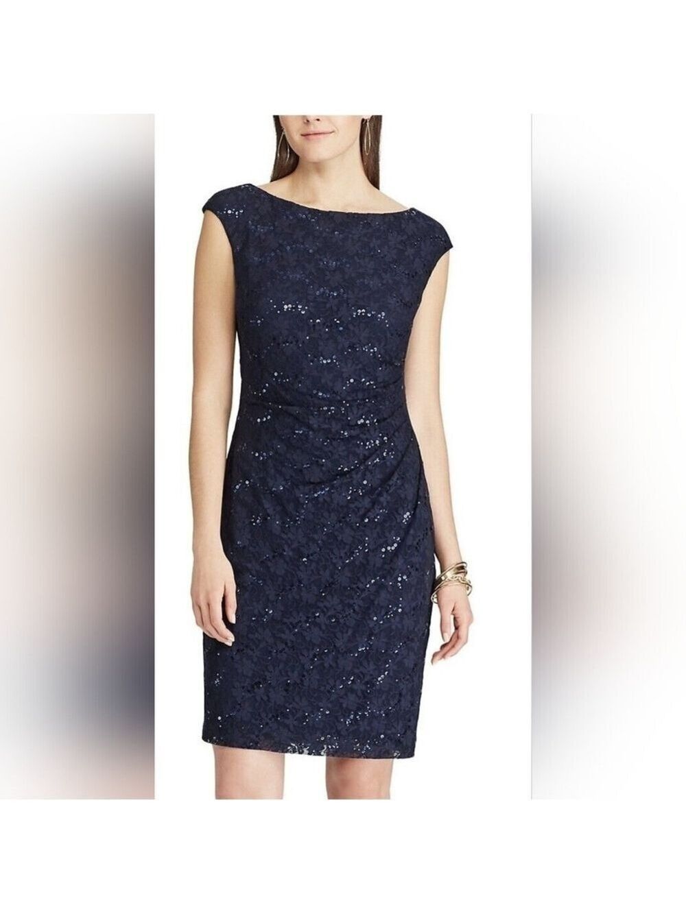 New w/Tags Women's Chaps Lace Sequin Sheath Dress Purple